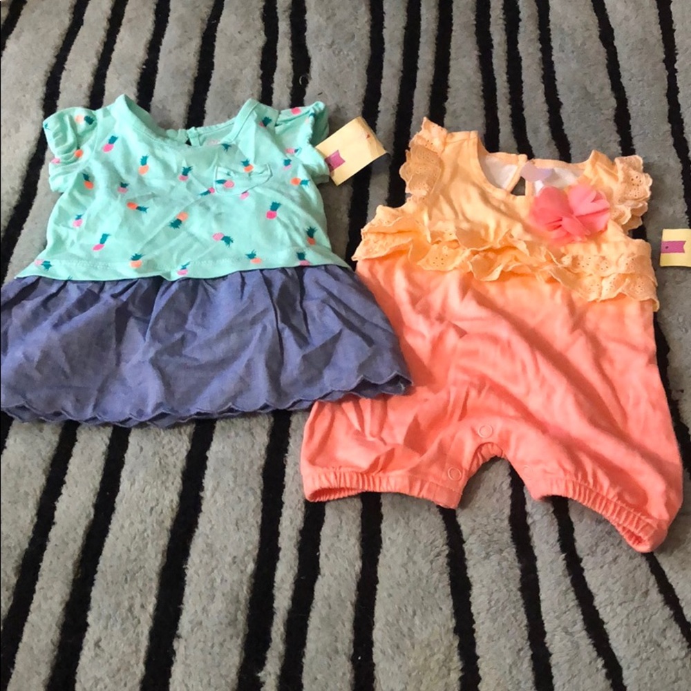 Cherokee 2 Little Girl Outfits - NWT - 0-3M